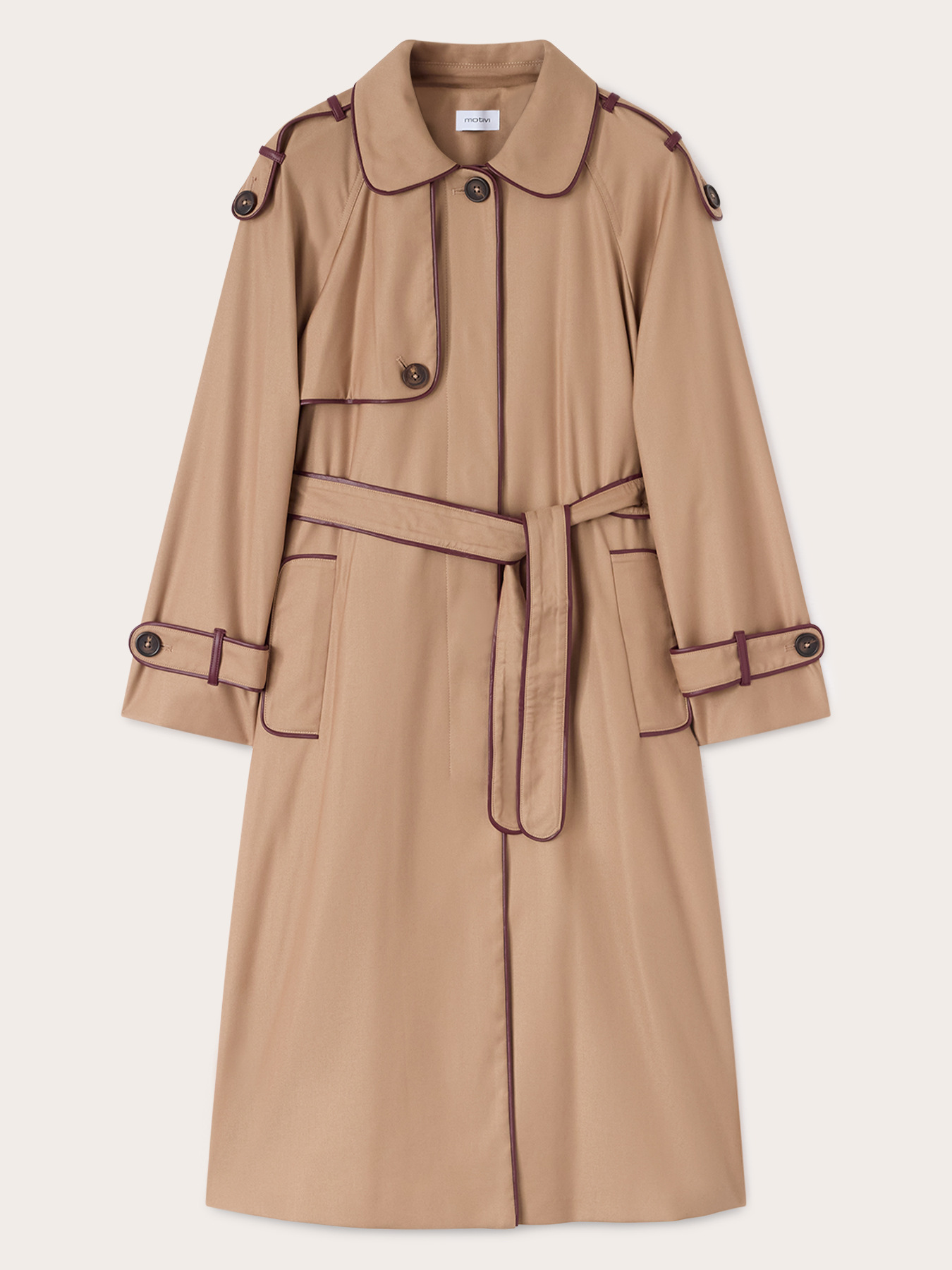 Belted trench coat in viscose-blend gabardine image number 0