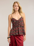 Peplum top in fil coup&eacute; georgette with print image number 0
