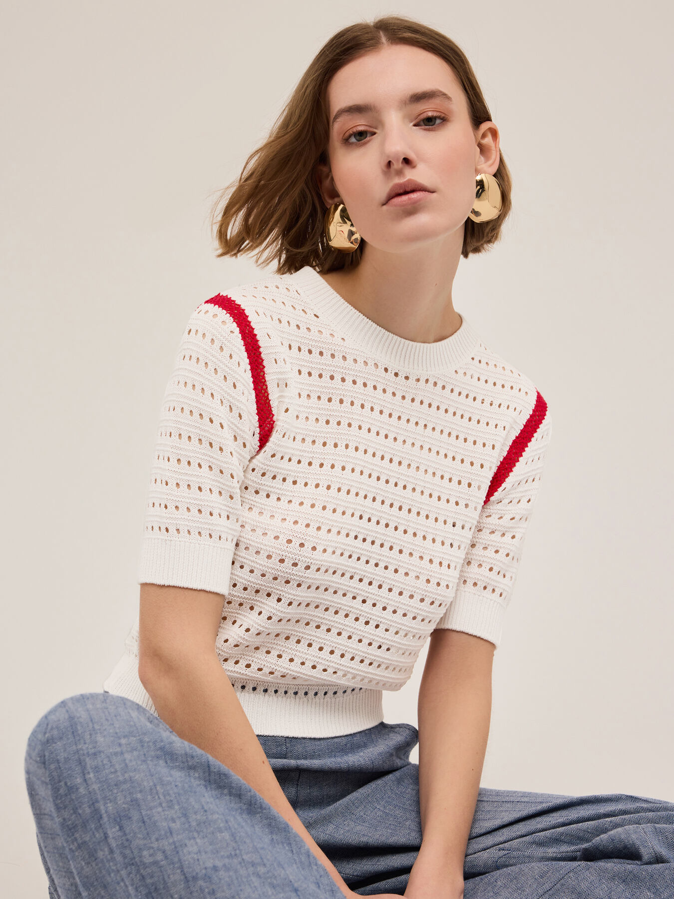 Maglia effetto crochet image number 0