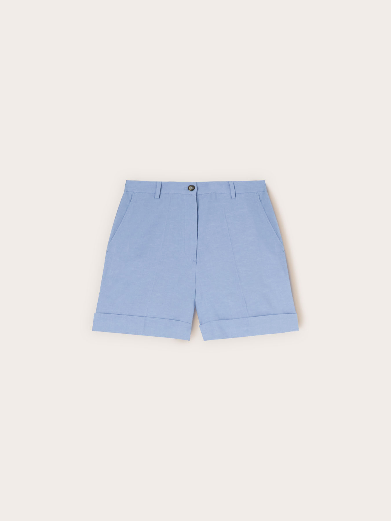 Linen blend shorts with turn-up image number 4