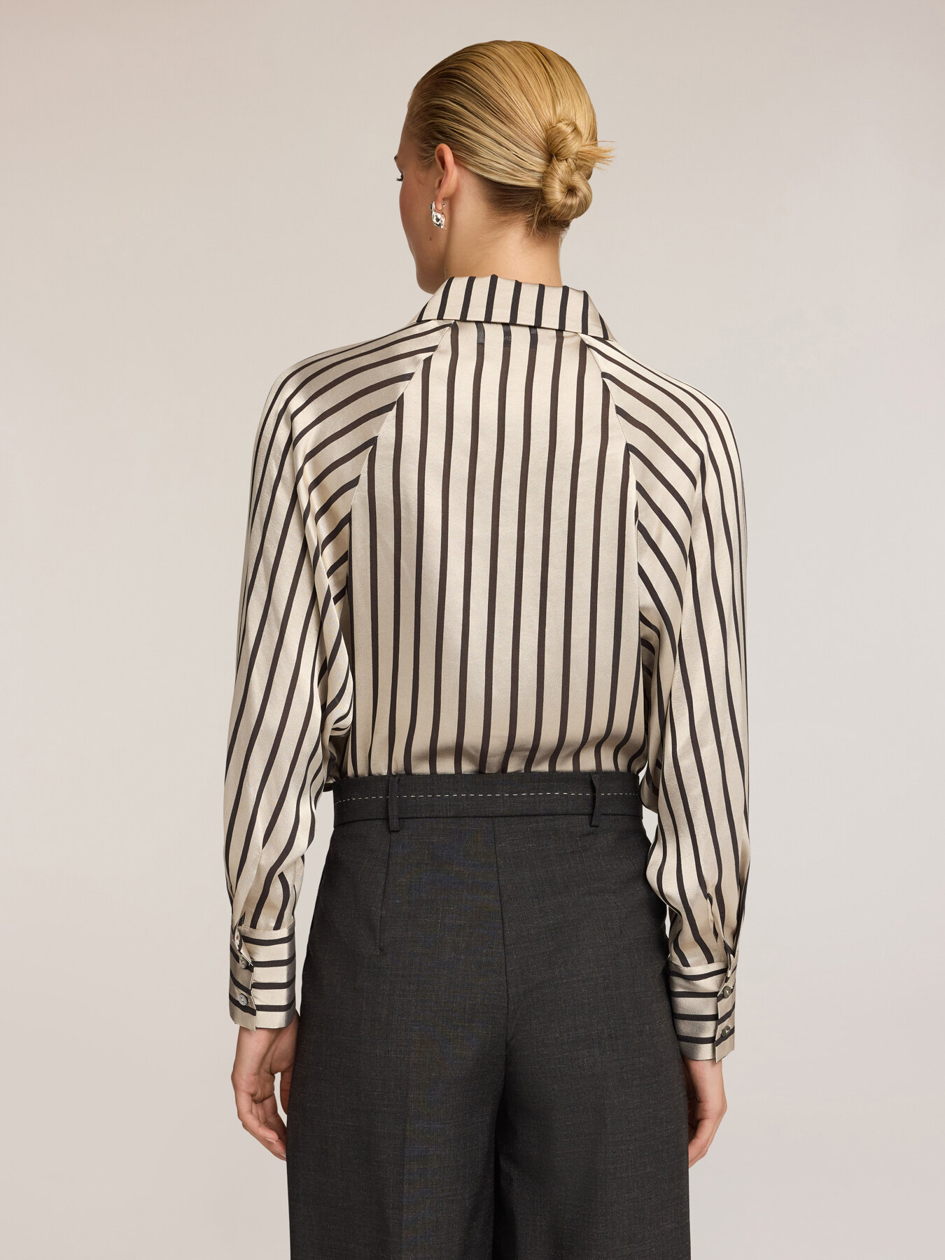 Striped shirt with oversized sleeves image number 1