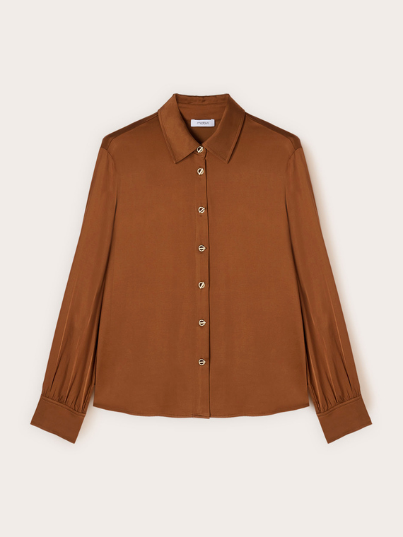 Satin shirt with eyelets