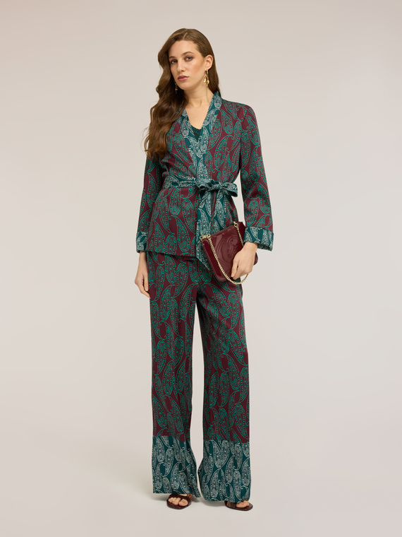 Palazzo pants in cashmere print satin