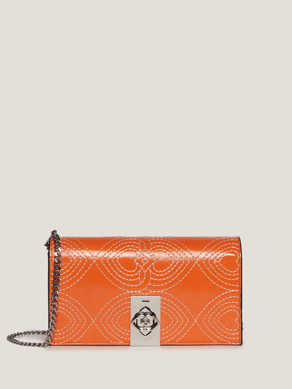 Wallet Bag in similpelle con ricamo Double Love