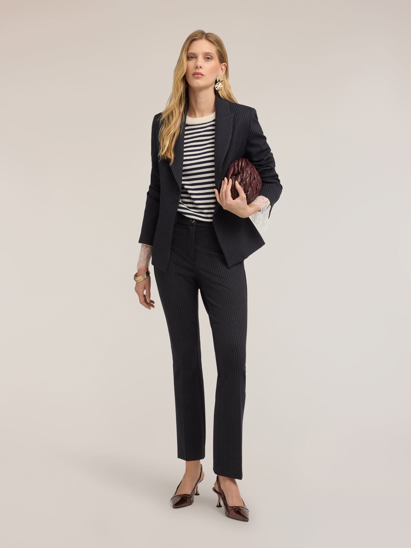 Blazer gessato in punto milano image number 2