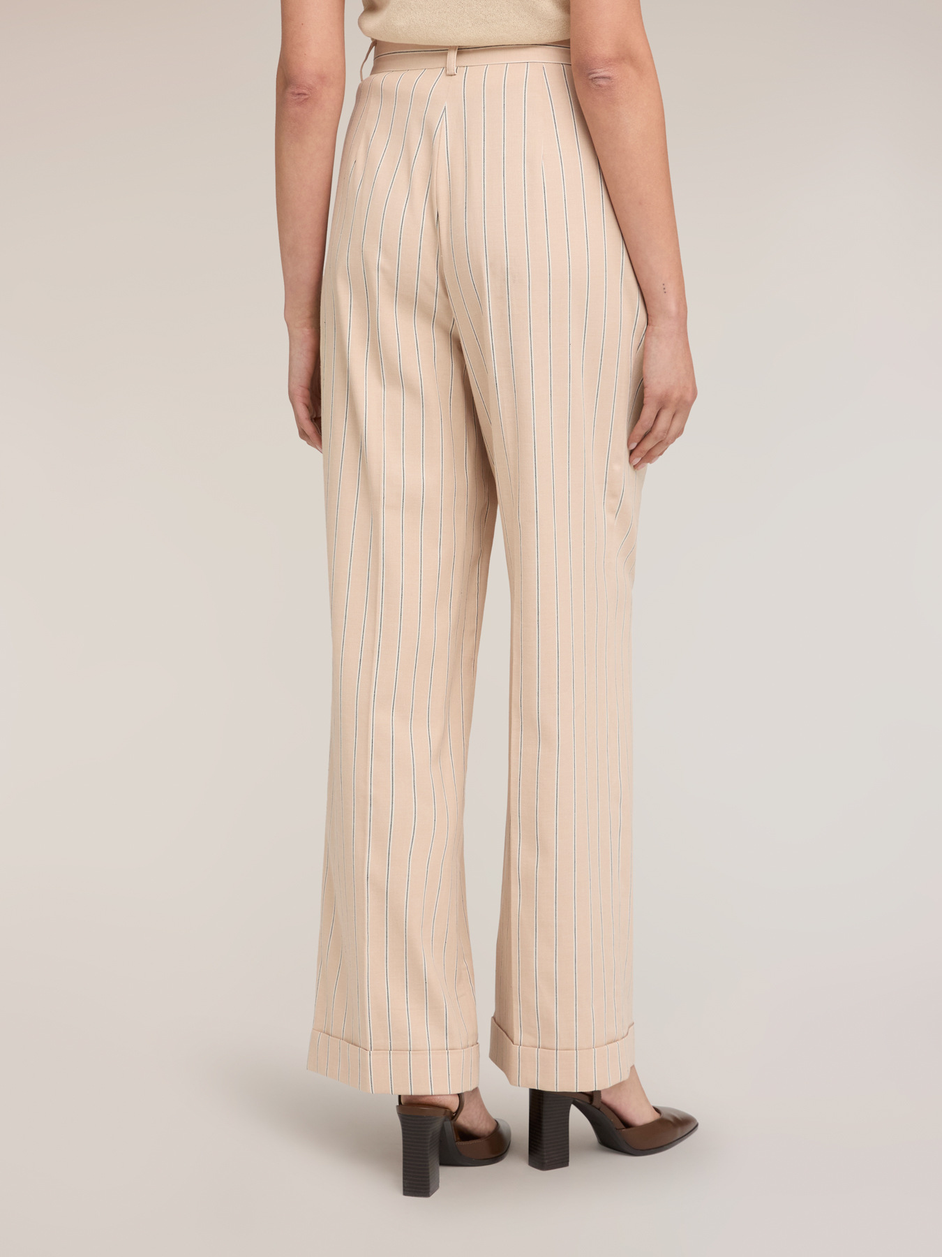 Palazzo-Hose aus Leinen-Mix mit Streifen image number 1