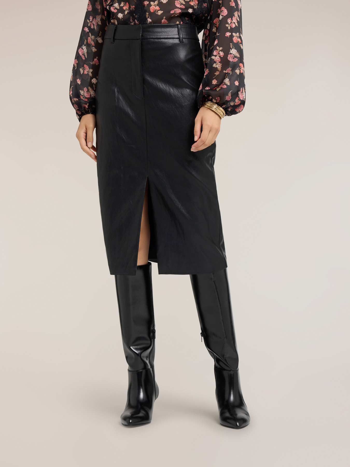 Midi pencil skirt with slit image number 2