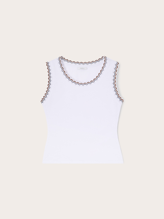 Jersey-Top mit Strickbord&uuml;re