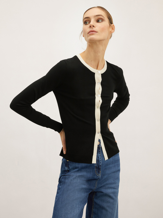 Cardigan with contrasting trims