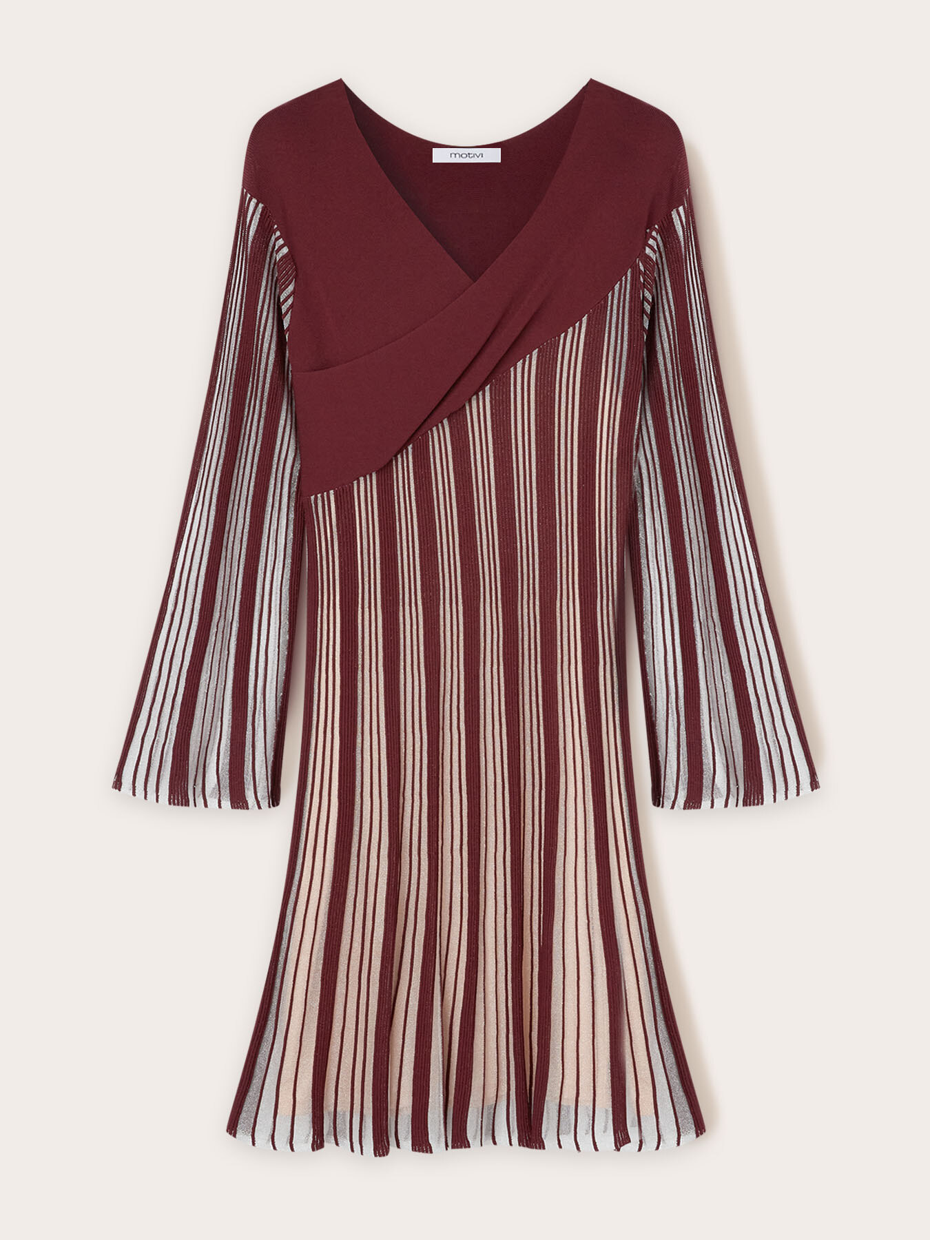 Vestito a righe in maglia lurex effetto plissé