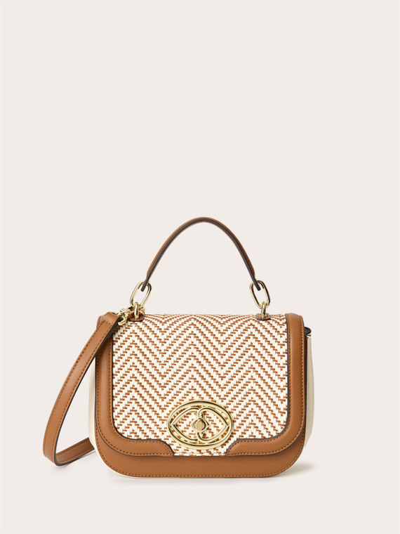 Raffia-effect crossbody bag