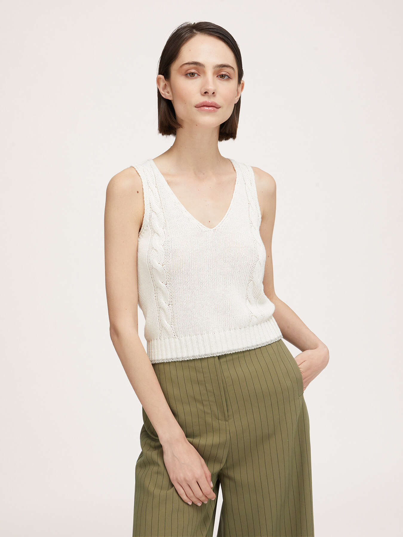 Knit top with lurex trim image number 0