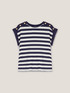 Marineblaues gestreiftes T-Shirt mit dekorativer Knopfleiste image number 4