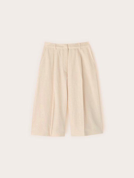 Lange Bermuda-Shorts aus Leinen-Mix