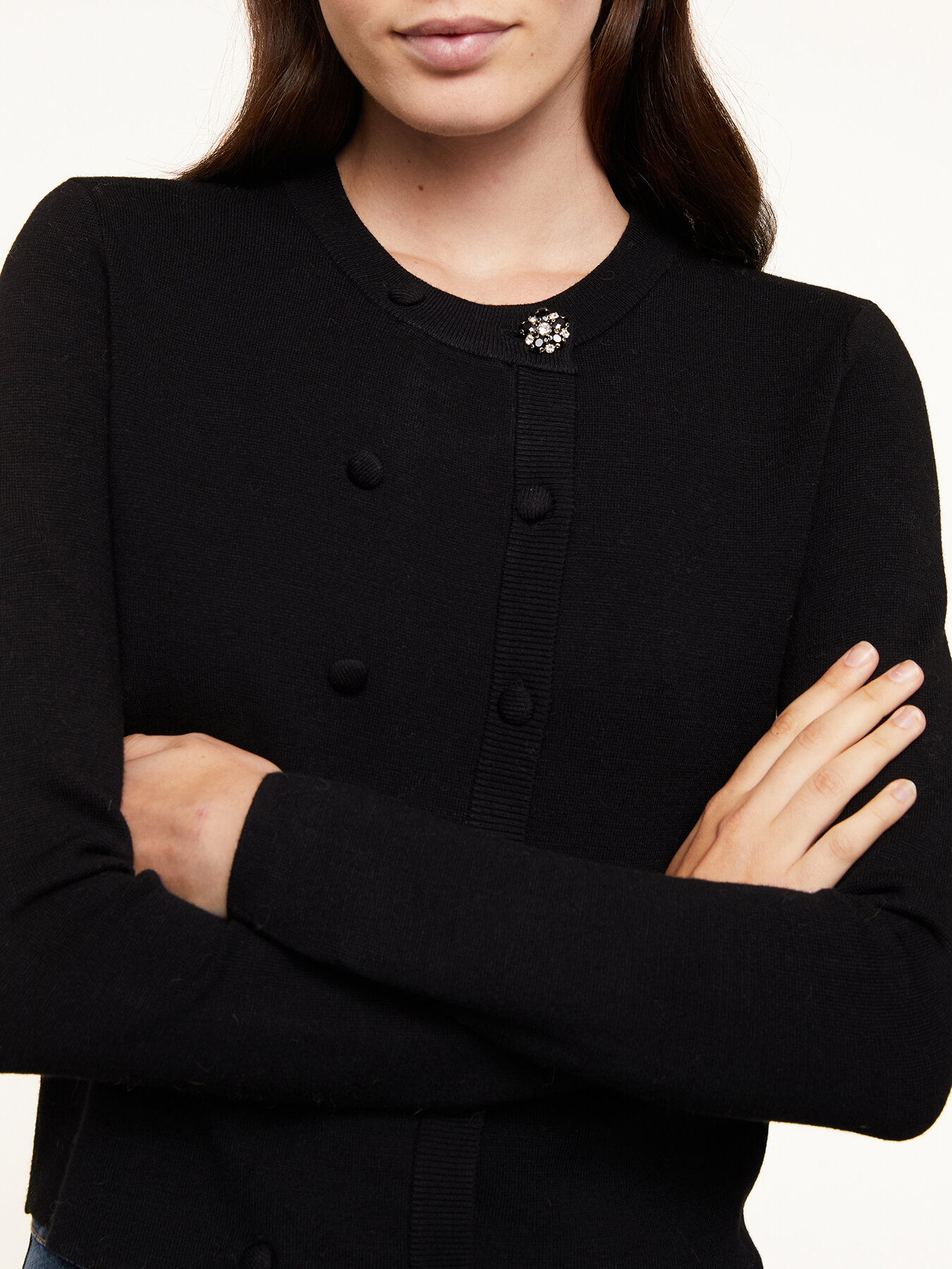 Cardigan doppiopetto con bottone gioiello image number 2