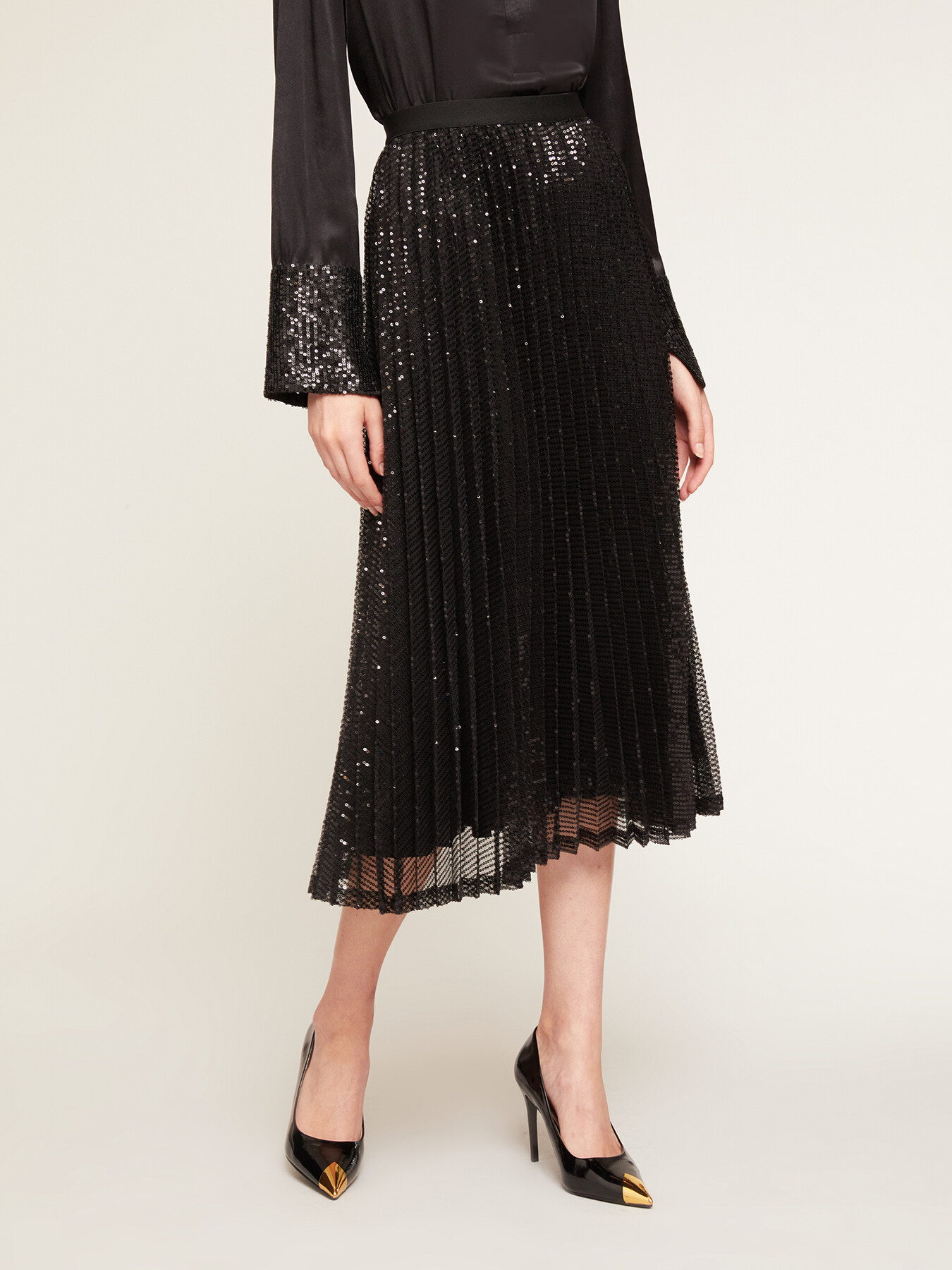 Pleated midi skirt with sequins image number 0