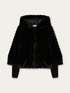 Short faux fur cape with knit cuffs image number 3