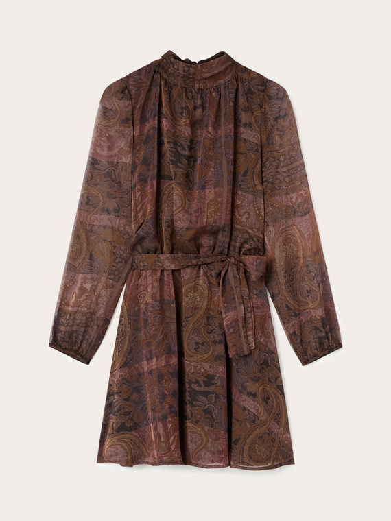 Robe courte en mousseline avec imprim&eacute;