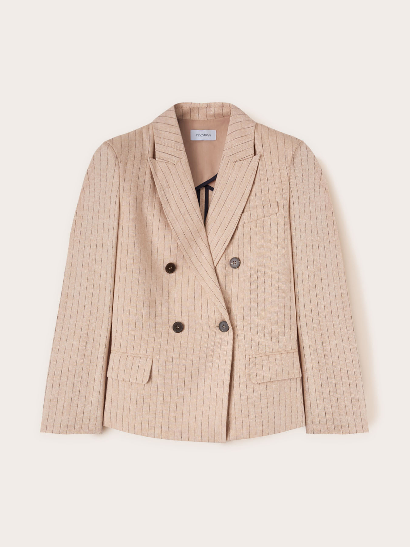 Linen blend viscose double-breasted blazer image number 4