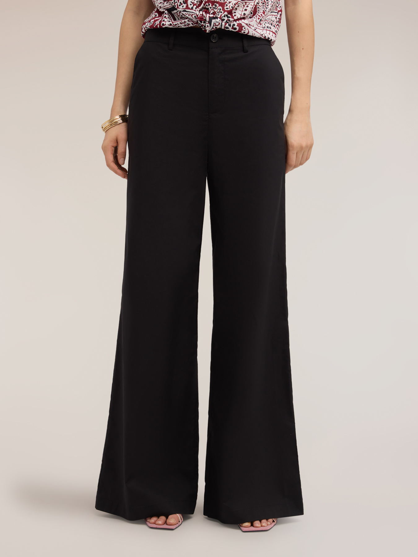 Pantalon palazzo en popeline de coton image number 2