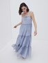 Long dress with chambray flounces image number 2