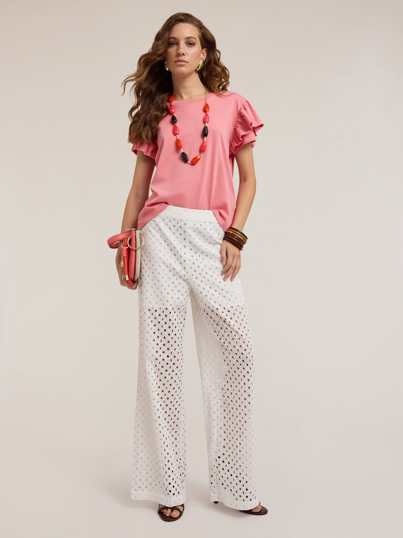 Motivi T-shirt con maniche a volant Donna, Rosa, Taglia L