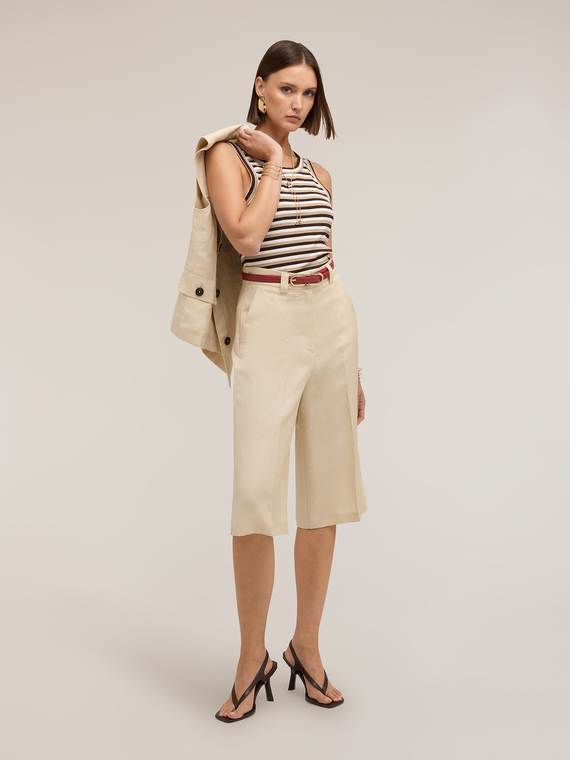 Linen lyocell blend Bermuda shorts