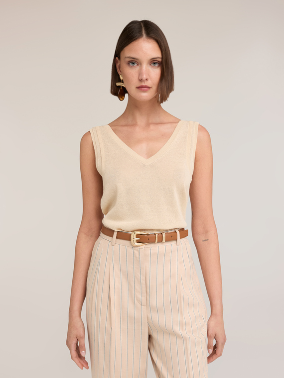 Top en tricot m&eacute;lang&eacute; lin