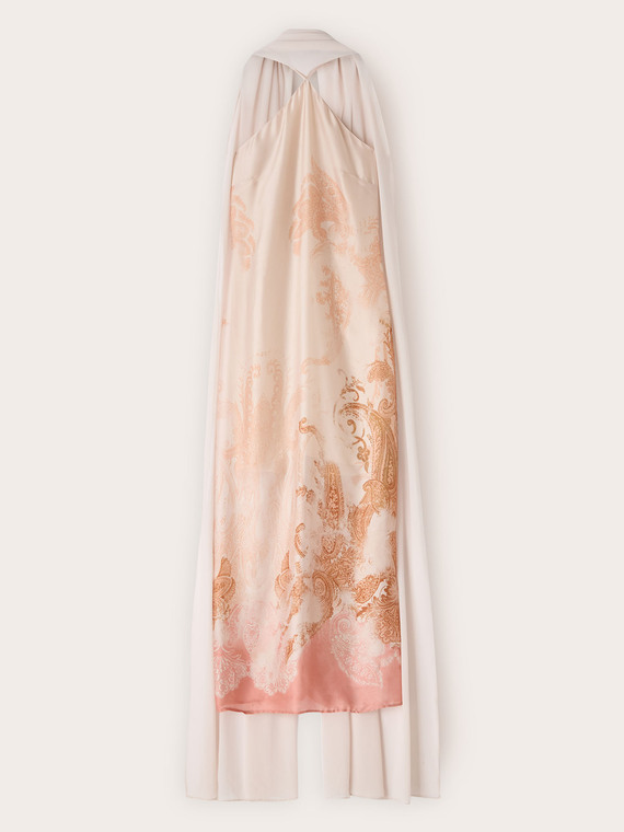Long satin dress with stole