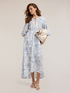 Long cotton dress with floral embroidery image number 0