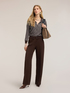 Striped knit cardigan with lace cuffs image number 2