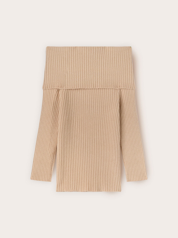 Off-shoulder ribbed viscose sweater