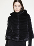 Short faux fur cape with knit cuffs image number 2