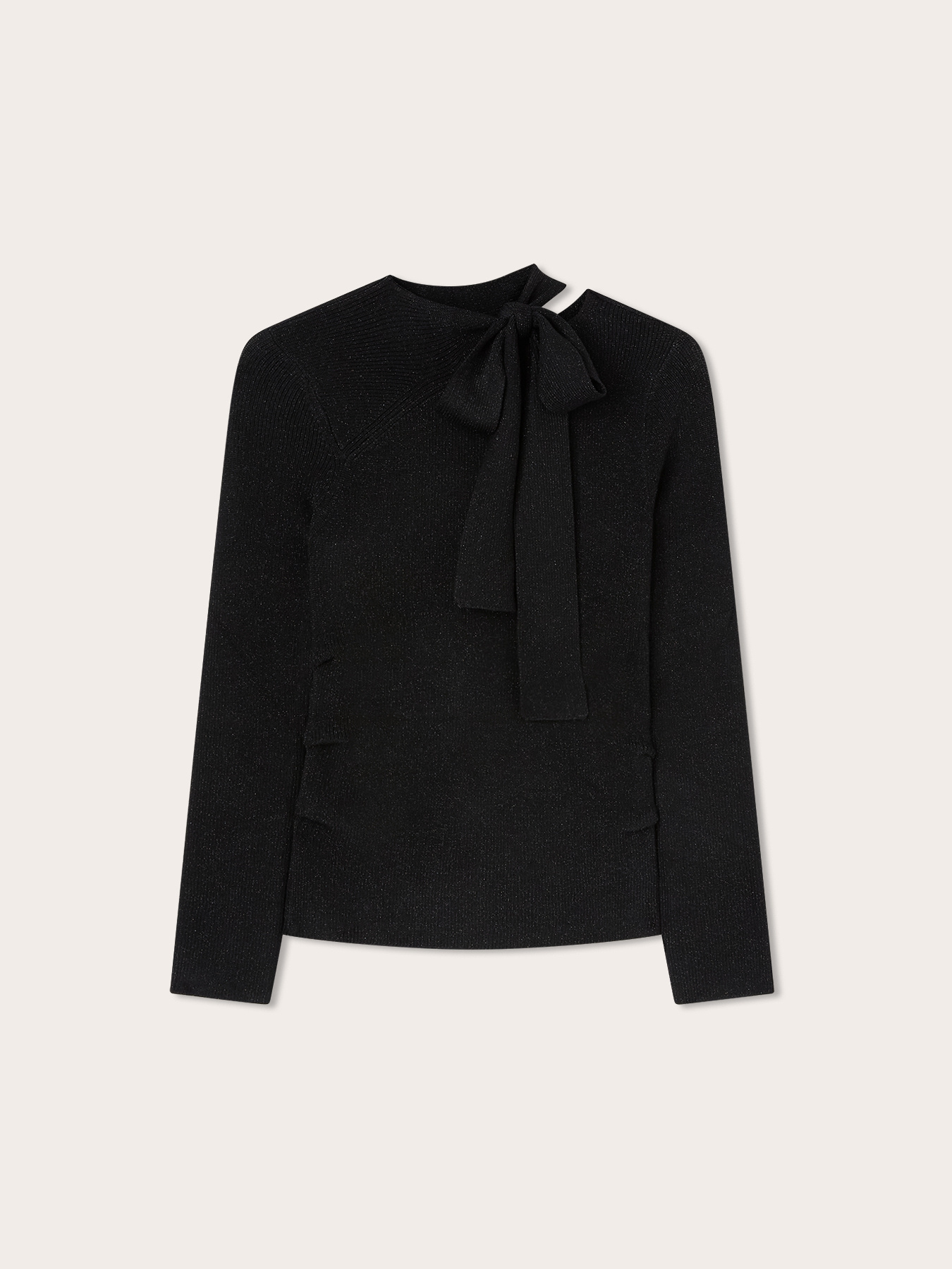 Ribbed lurex sweater with bow image number 4