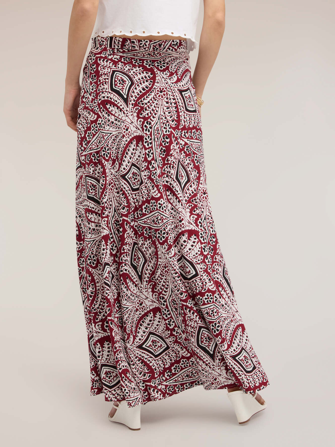 Ausgestellter Maxirock aus Marocaine mit Print image number 1