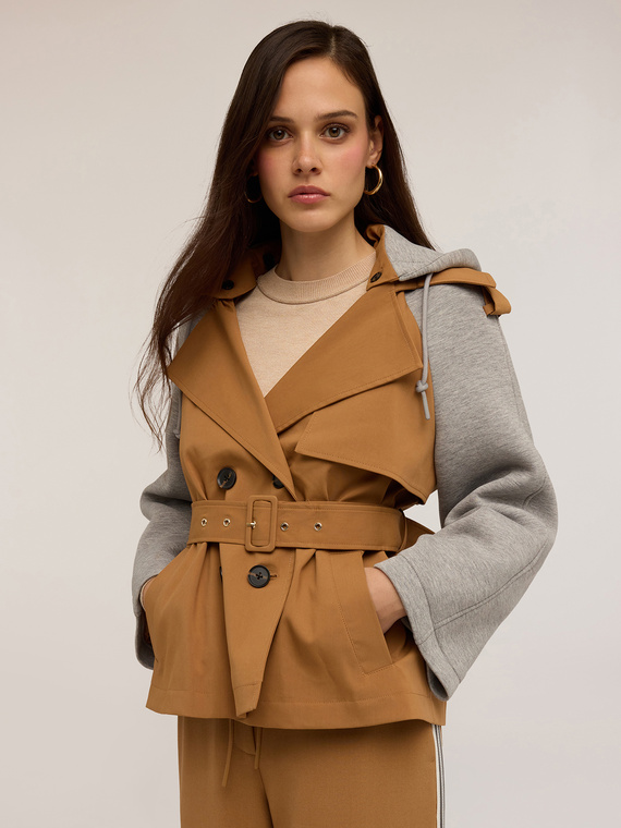 Trench coat with scuba inserts
