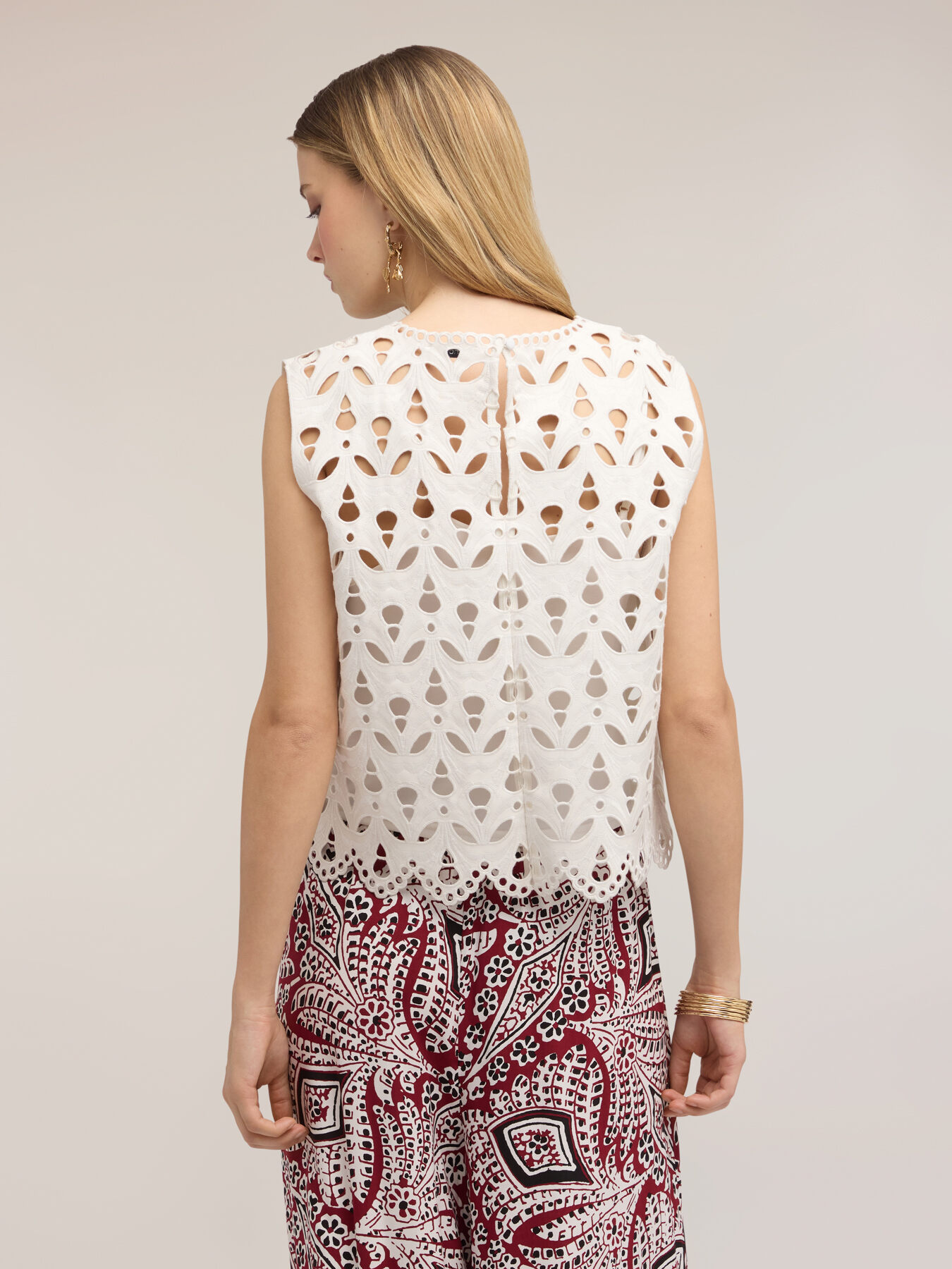 Coated fabric top with sangallo effect image number 1
