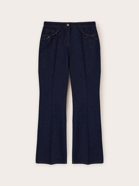 Flared jeans with embroidered stones