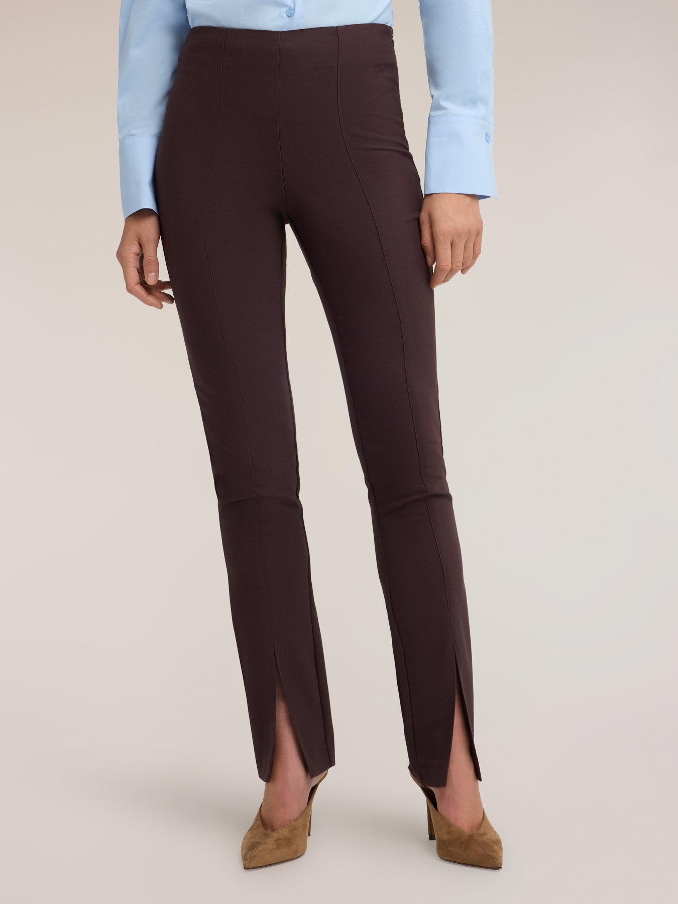 Slim cady trousers with slit image number 2