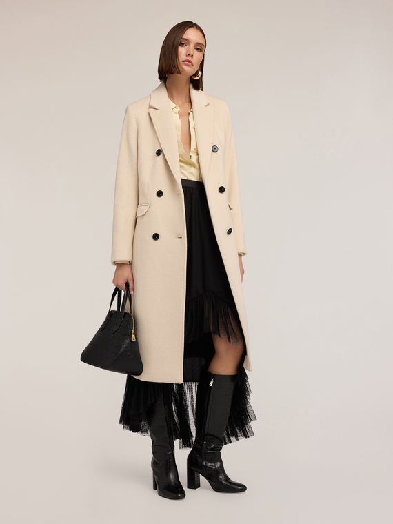 Cappotto doppiopetto in drap misto lana