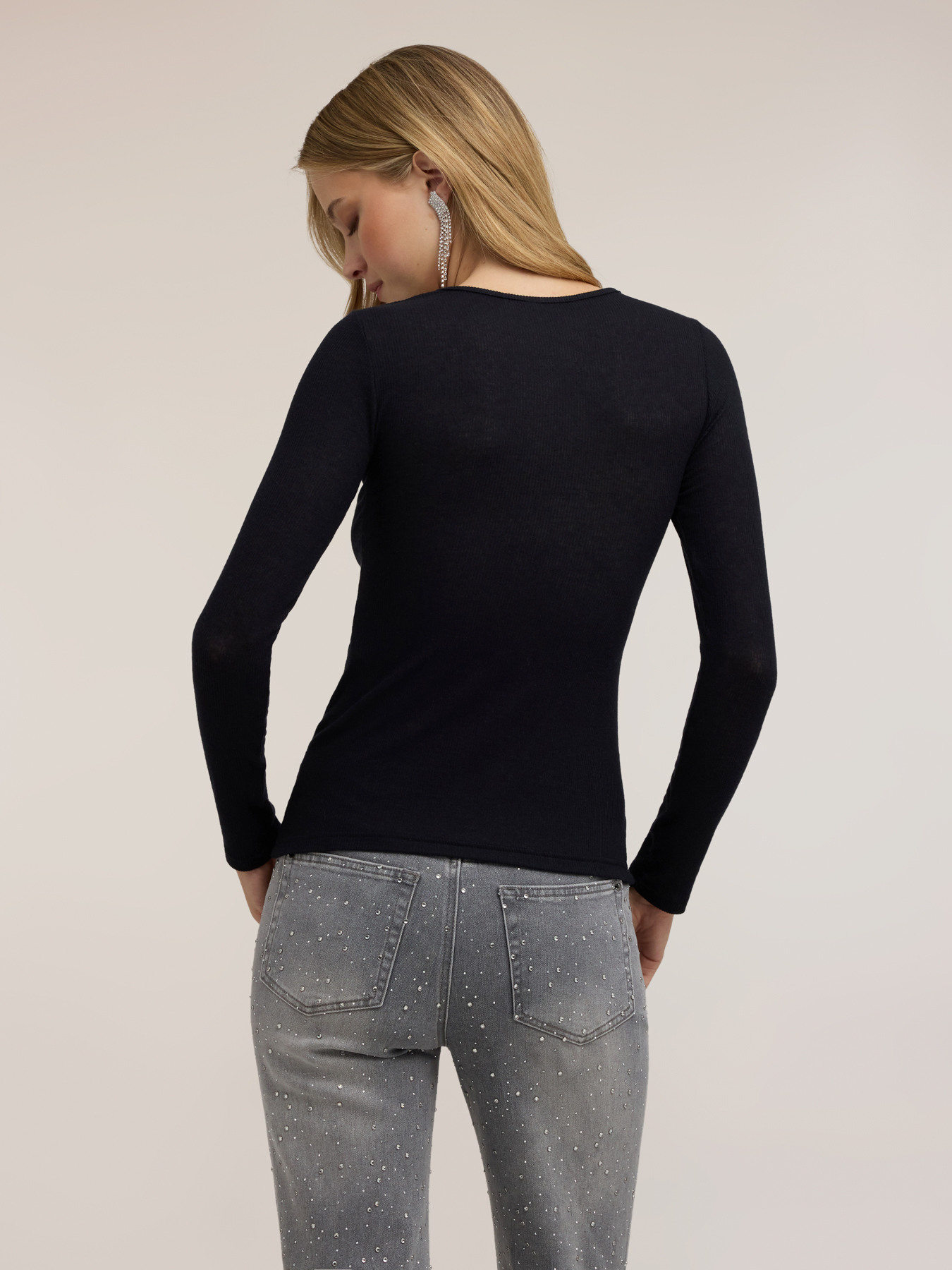 Ribbed T-shirt in modal blend image number 1