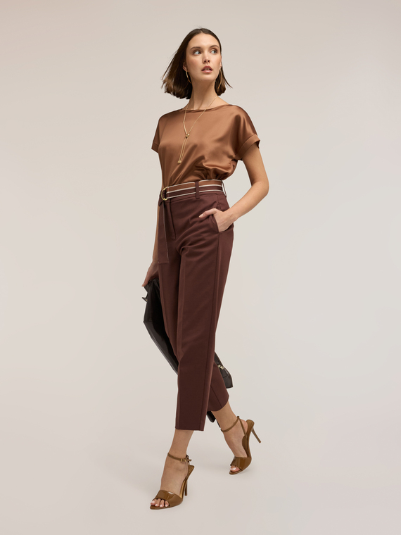 Two-tone cotton blend T-shirt