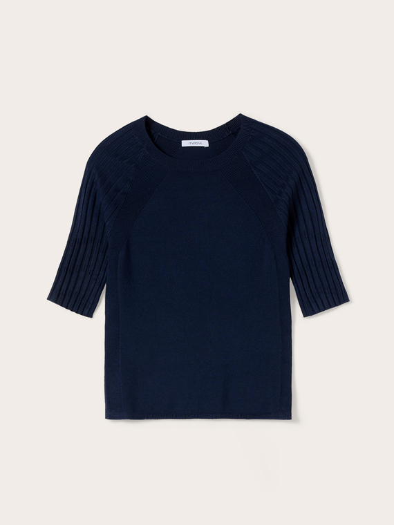 Jersey de viscosa con mangas ragl&aacute;n acanaladas