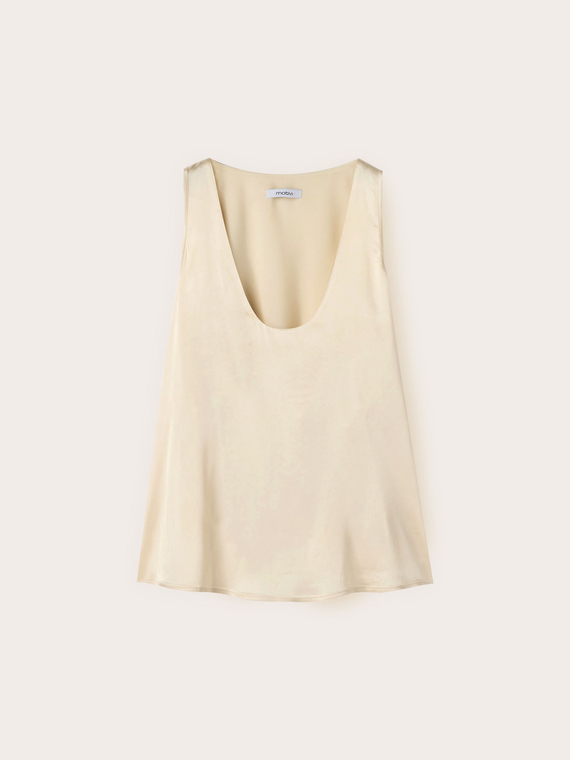 Wide shoulder satin top