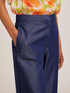 Flowing lyocell denim-effect palazzo trousers image number 2