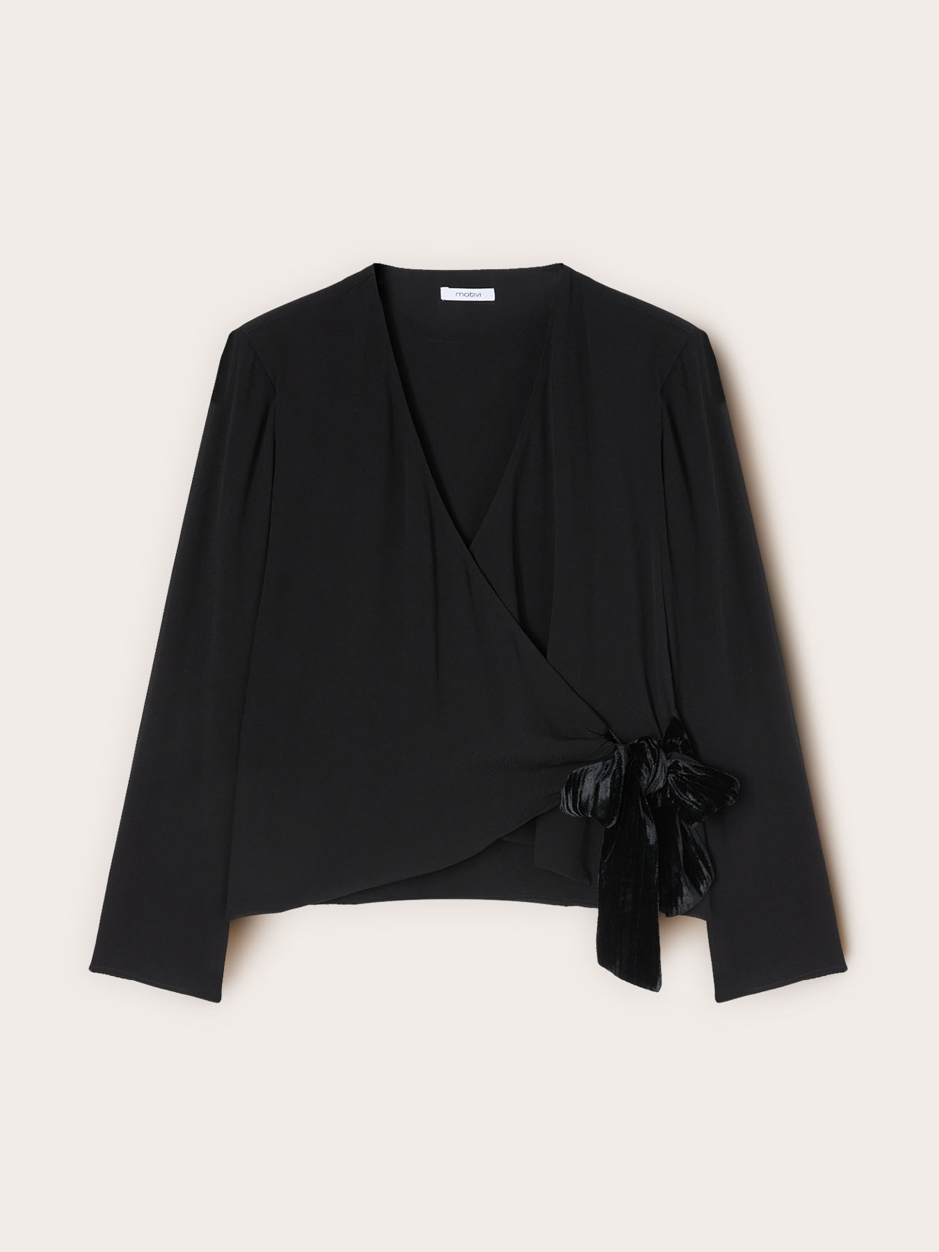 Wrap blouse with velvet bow image number 4