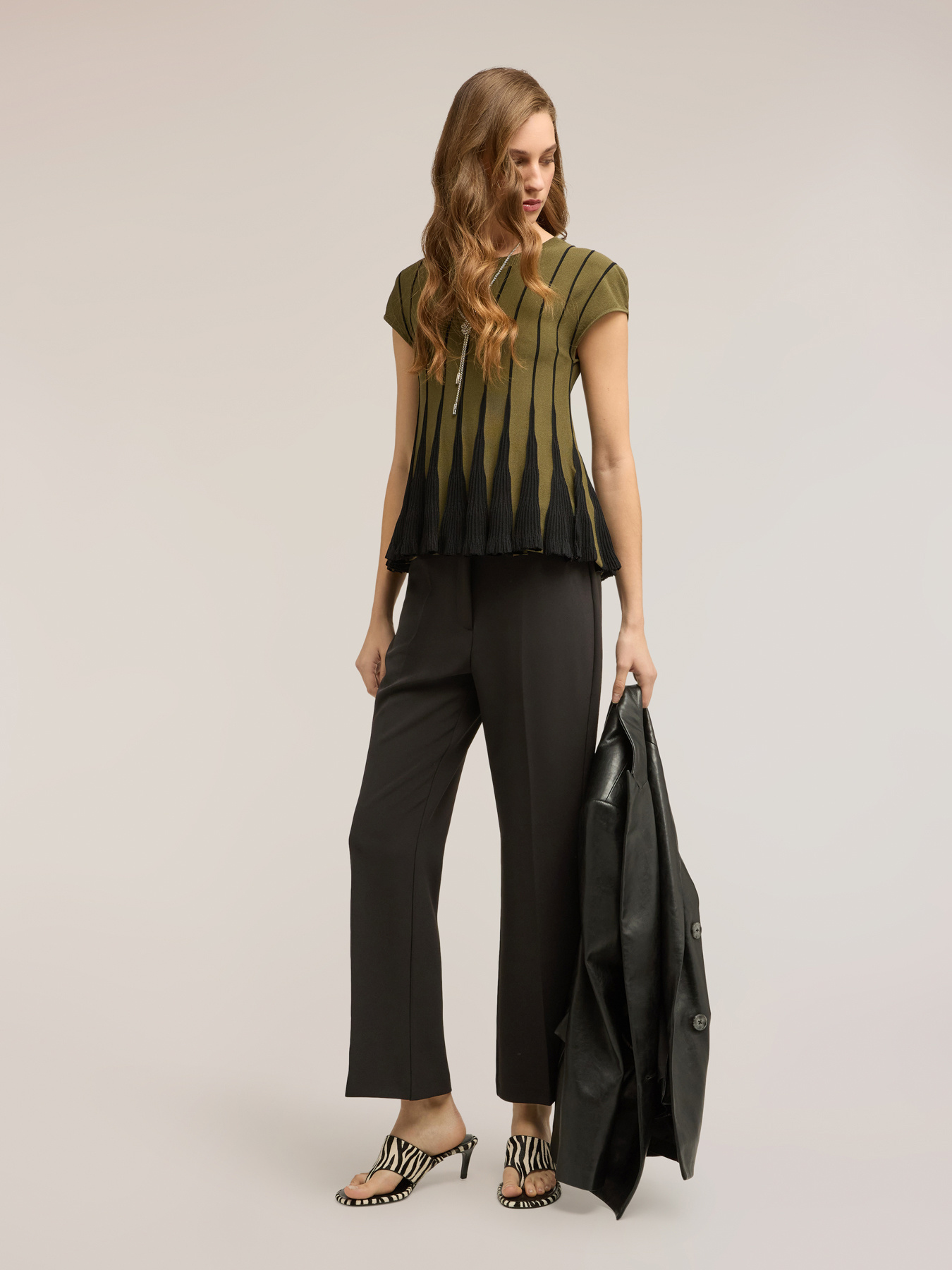 Cropped cady crepe trousers image number 0