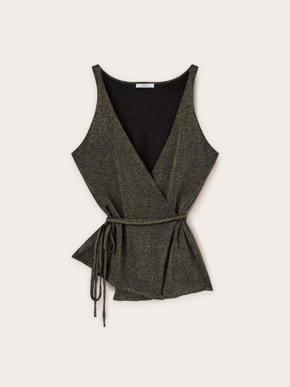 Top cache-c&oelig;ur en maille lurex